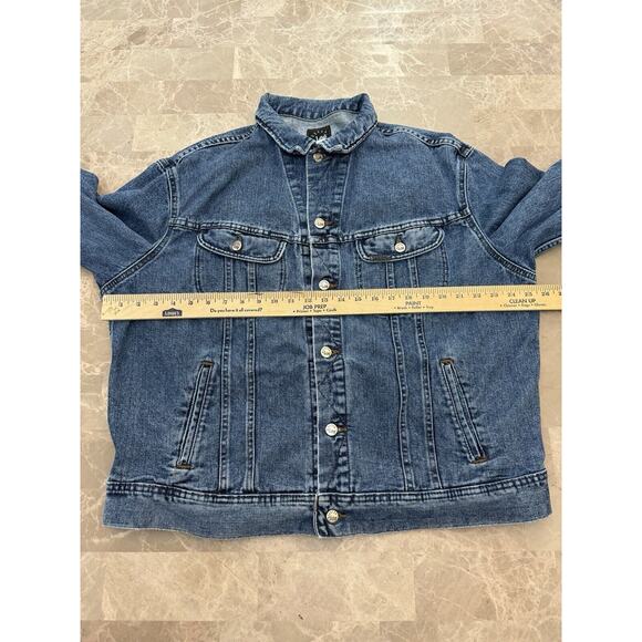 Vintage Lee Jean Jacket Men Size XL Blue Denim Riveted Light Wash USA Grunge - Picture 4 of 13